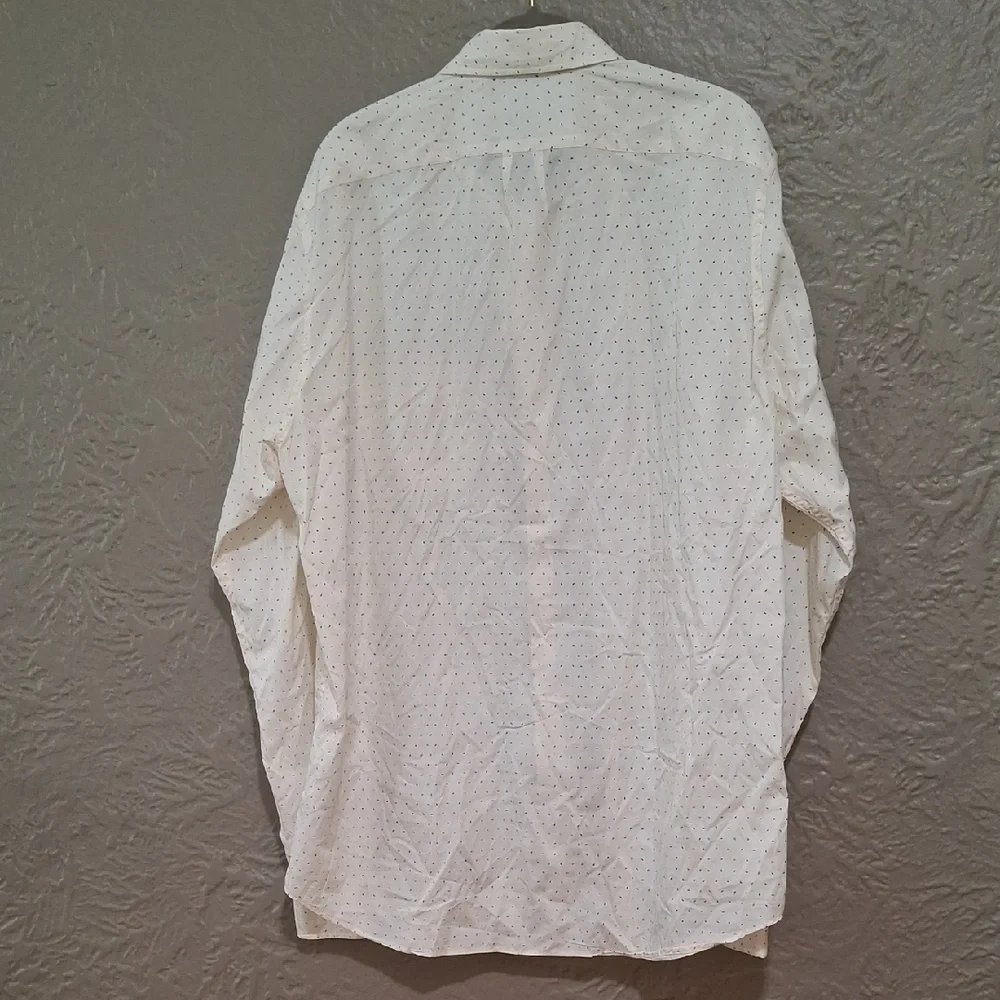 J. Crew Men's Cream Button Down Shirt with Dots Size LT